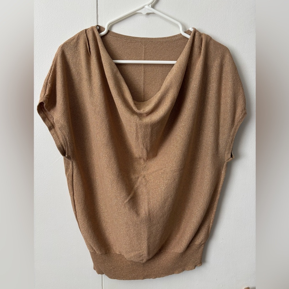 Gold Dolman Short Sleeve Cotton Sweater